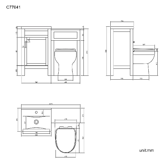 Bermuda Chalk White Combination Vanity Basin and Seattle Toilet 1000mm