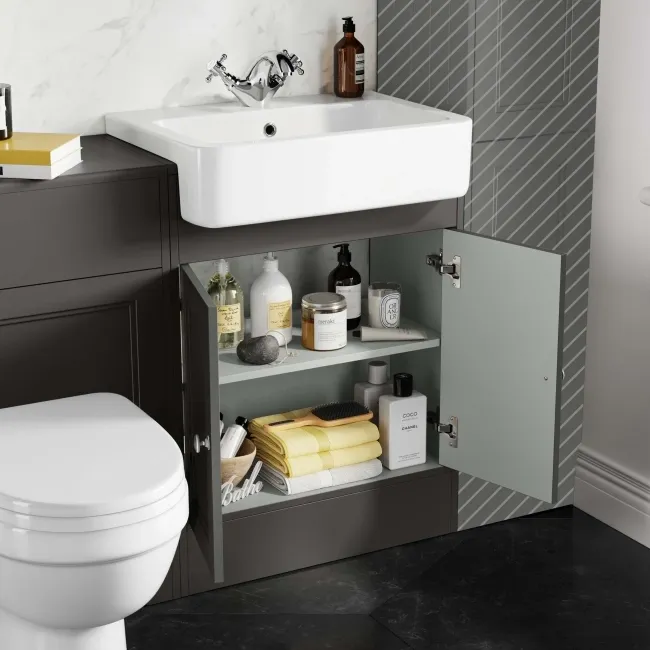 Monaco Graphite Grey Combination Vanity Basin and Seattle Toilet 1200mm