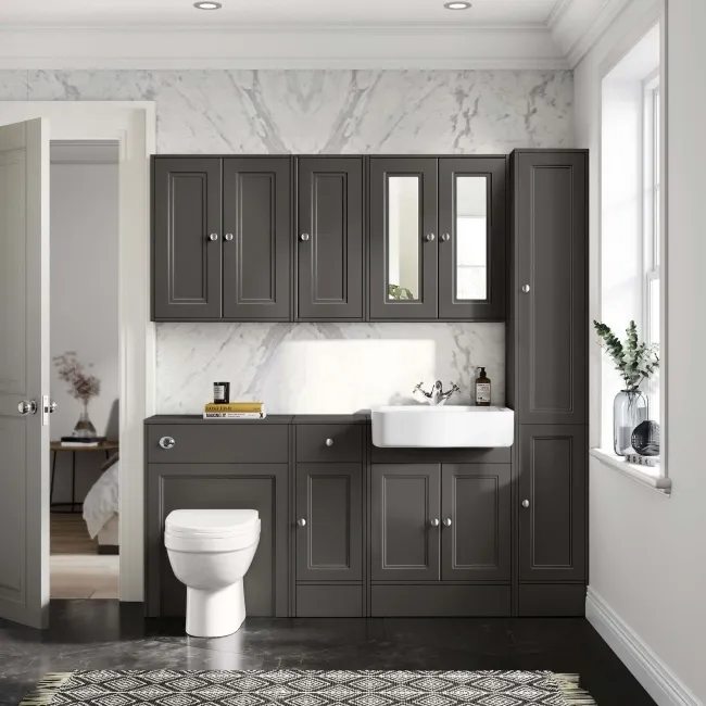Monaco Graphite Grey Combination Vanity Basin and Seattle Toilet 1500mm