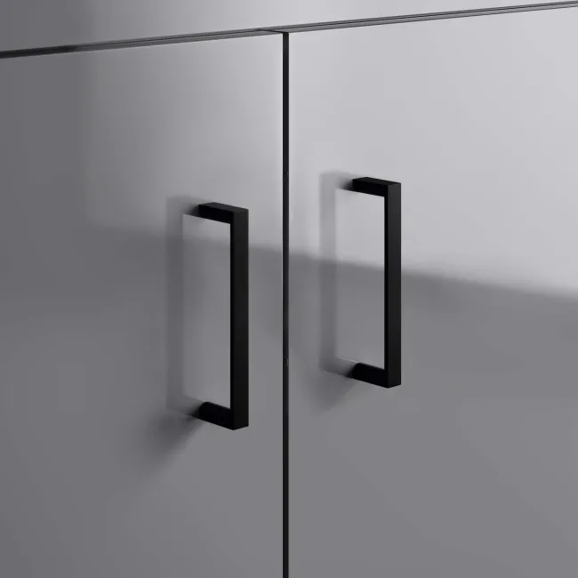 Quartz Stone Grey Basin Vanity and Back To Wall Toilet Unit 1050mm - Black Accents