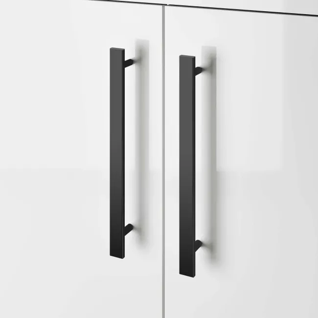 Avon Gloss White Basin Vanity and Back To Wall Unit 1100mm - Black Accents