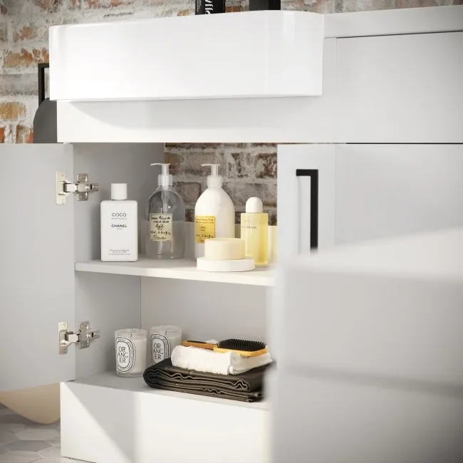 Harper Gloss White Combination Vanity Basin and Atlanta Toilet 1200mm - Black Accents - Left Handed