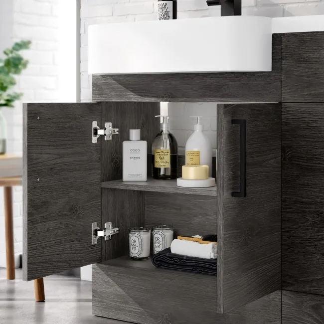 Harper Charcoal Elm Combination Vanity Basin and Aruba Toilet 1200mm - Black Accents - Left Handed