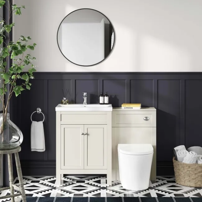 Bermuda Chalk White Combination Vanity Basin and Boston Toilet 1100mm