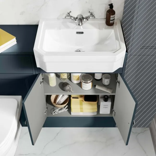 Monaco Inky Blue Combination Vanity Traditional Basin and Seattle Toilet 1200mm