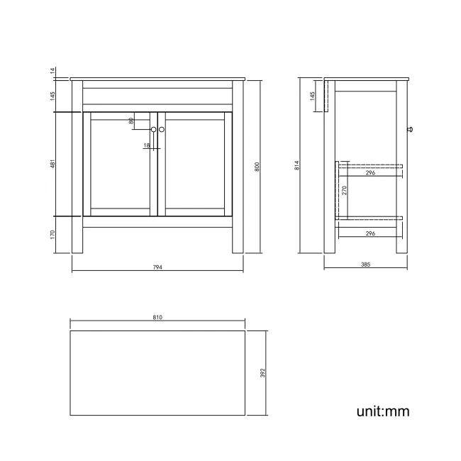 Bermuda Chalk White Cabinet with Marble Top 800mm Excludes Counter Top Basin - Brushed Brass Accents