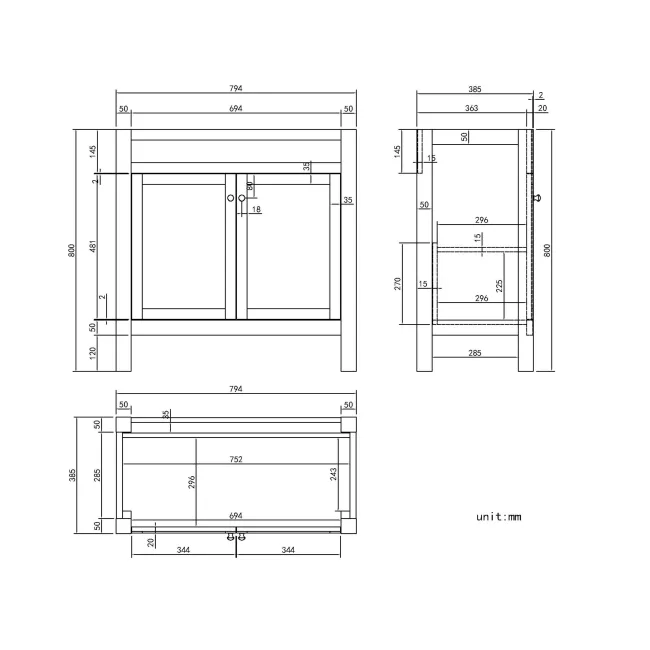 Bermuda Graphite Grey Vanity with Marble Top & Curved Counter Top Basin 800mm - Brushed Brass Accents