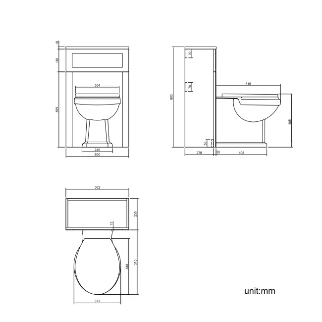 Bermuda Traditional Midnight Green Slimline Back To Wall Unit and Hudson Toilet with Wooden Seat