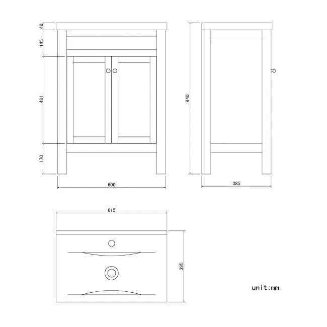 Bermuda Midnight Green Combination Vanity Basin and Hudson Toilet with Wooden Seat 1100mm