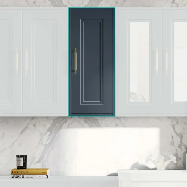 Inky Blue Wall Hung Cabinet 700x300mm - Brass Knurled Handles