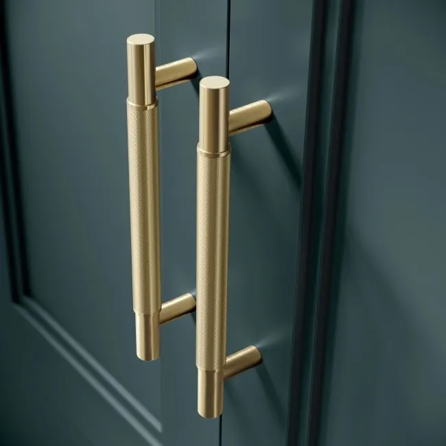 Monaco Midnight Green Basin Vanity 600mm - Brass Knurled Handles