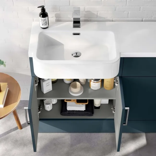 Harper Navy Blue Combination Vanity Basin and Boston Toilet 1200mm - Left Handed