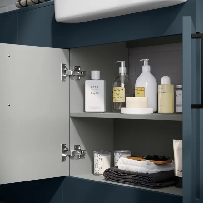 Harper Navy Blue Combination Vanity Basin 1500mm (Excludes Toilet) - Black Accents