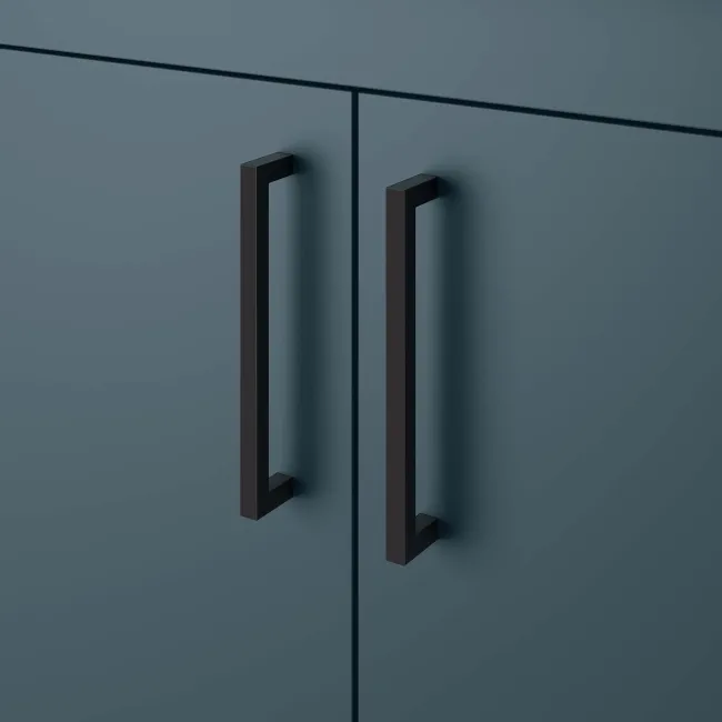 Harper Navy Blue Basin Vanity and Back To Wall Toilet Unit 1000mm (Excludes Toilet) - Black Accents