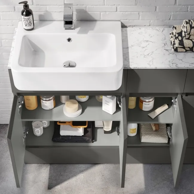 Foster Tungsten Grey Combination Vanity Basin with Marble Top 1500mm - Excludes Toilet