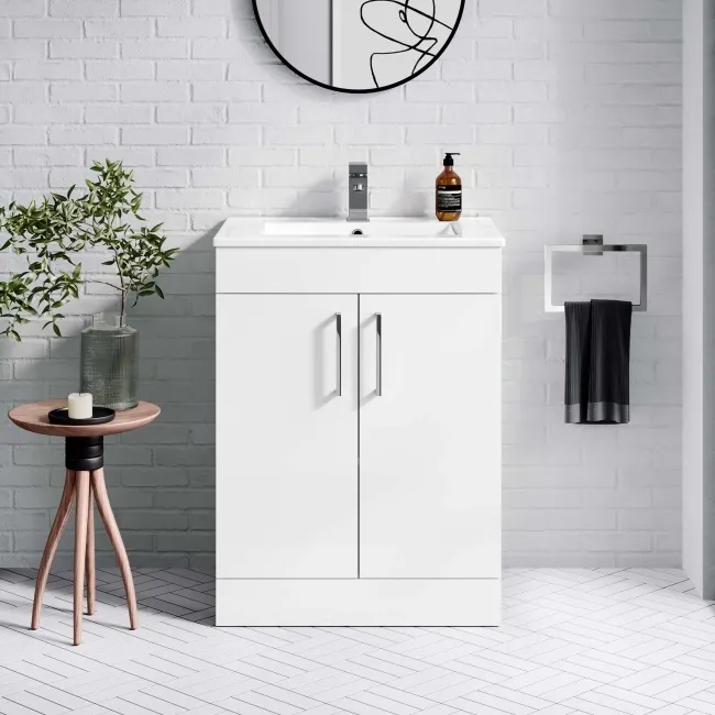 Mersey Gloss White Basin Vanity 600mm