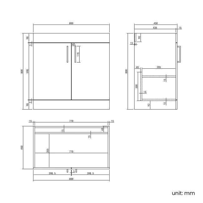 Mersey Gloss White Basin Vanity 800mm