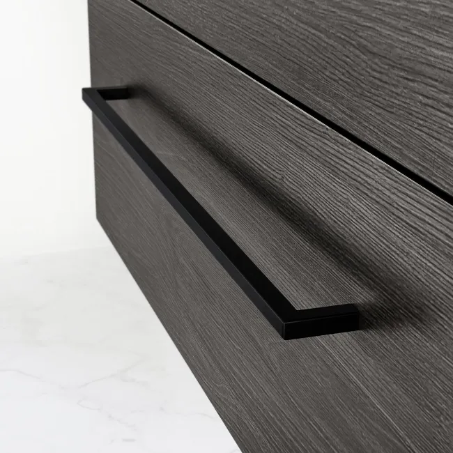 Elba Charcoal Elm Wall Hung Drawer Vanity with Marble Top & Cody Basin 800mm - Black Accents