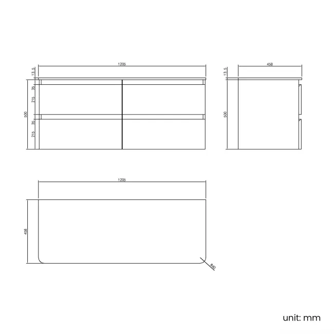 Corsica Inky Blue Wall Hung Drawer Vanity with Marble Top 1200mm - Excludes Counter Top Basin