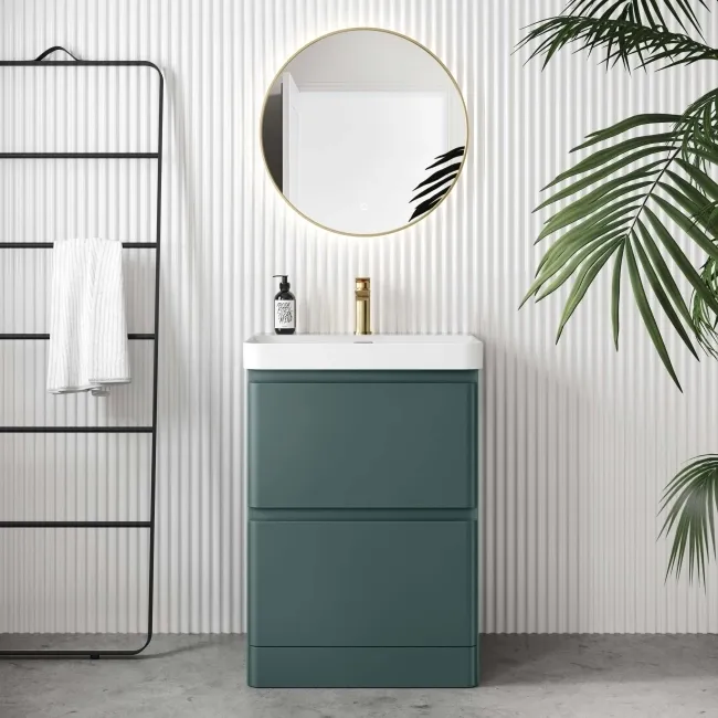 Corsica Midnight Green Basin Drawer Vanity 600mm