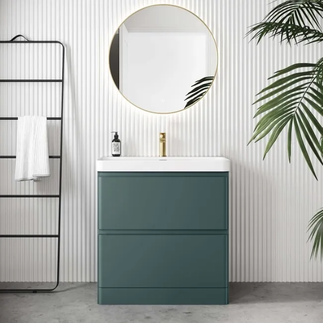 Corsica Midnight Green Basin Drawer Vanity 800mm