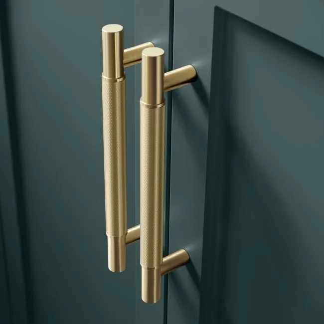 Bermuda Midnight Green Basin Vanity 800mm - Brass Knurled Handles