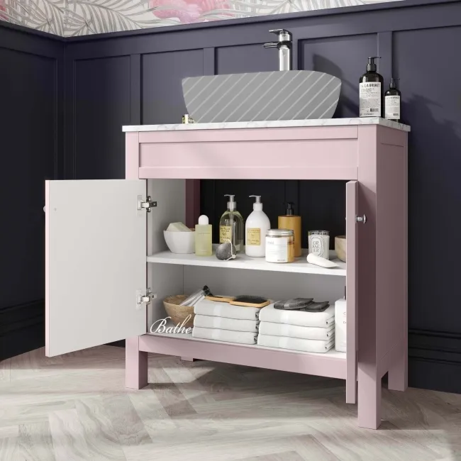 Bermuda Cashmere Pink Cabinet with Marble Top 800mm - Excludes Counter Top Basin