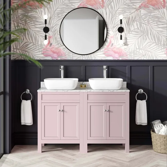 Bermuda Cashmere Pink with Marble Top & Curved Counter Top Basin 1200mm