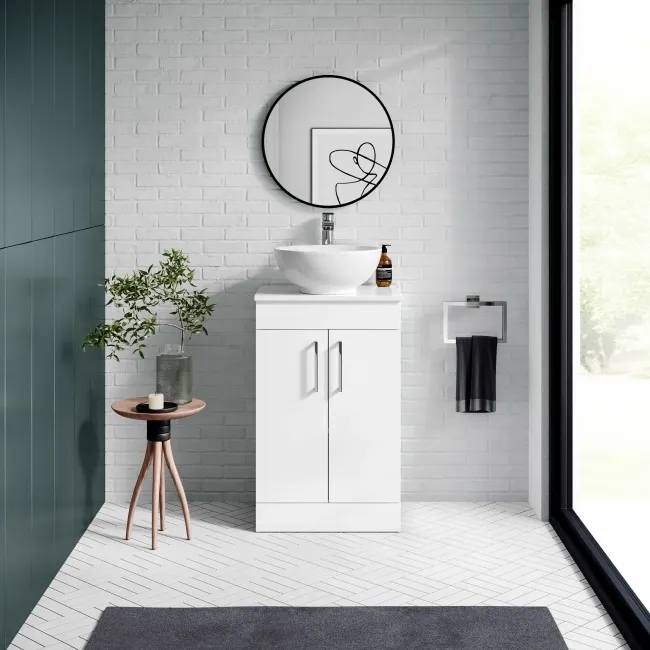 Mersey Gloss White Vanity with Mesa Basin 500mm