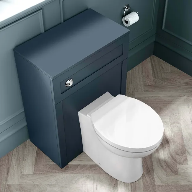 Capri Navy Blue Combination Vanity Basin and Austin Toilet 1350mm - Chrome Handles