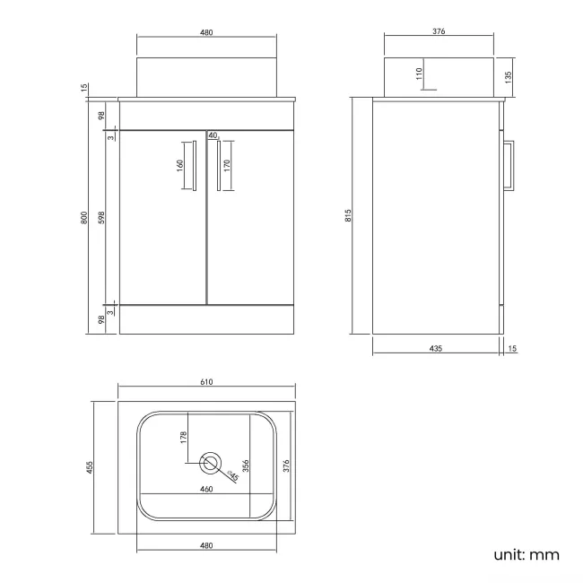 Mersey Gloss White Vanity with Troy Basin 600mm