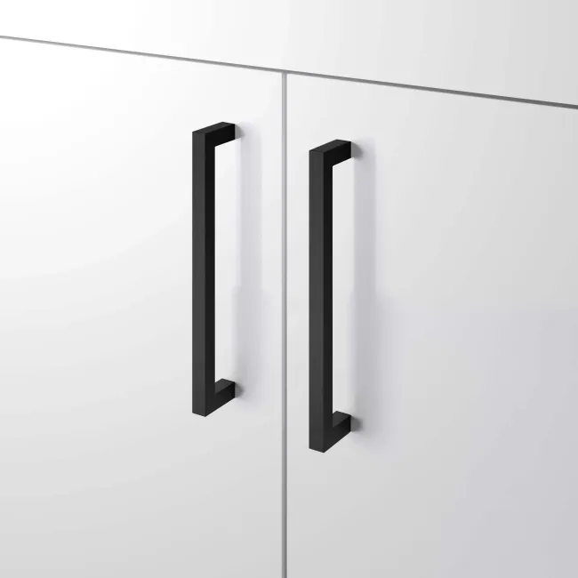 Mersey Gloss White Vanity with Mesa Basin 500mm - Black Accents