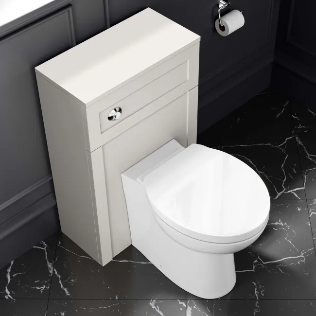 Milos Cotton White Combination Vanity Basin and Austin Toilet 1100mm - Chrome Handles