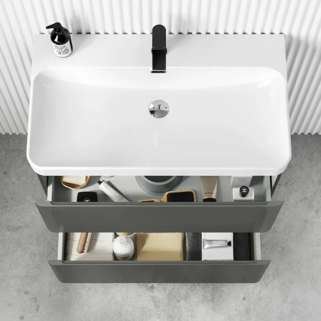 Corsica Tungsten Grey Basin Drawer Vanity 800mm