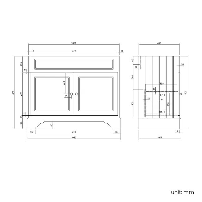 Lucia Chalk White Basin Vanity 1030mm