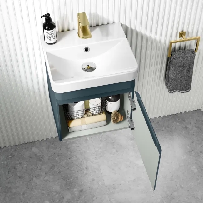 Corsica Inky Blue Wall Hung Slimline Basin Vanity 400mm