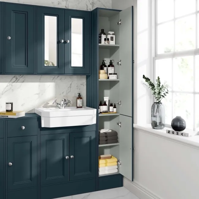 Monaco Inky Blue Floor Standing Tall Cabinet Unit 1900x300mm