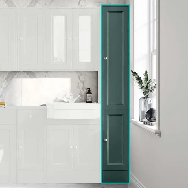 Monaco Midnight Green Floor Standing Tall Cabinet Unit 1900x300mm