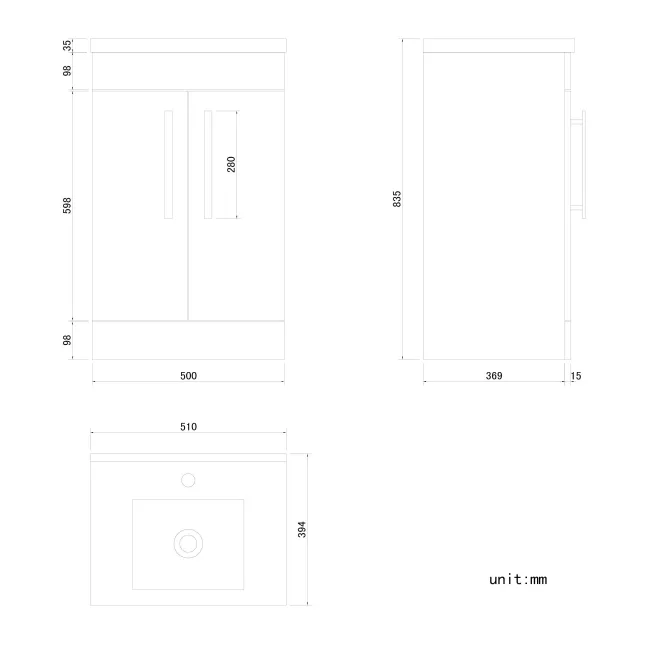 Avon Stone Grey Basin Vanity 500mm and Toilet Set