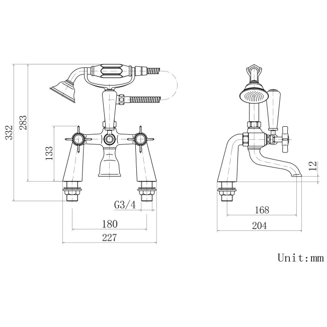 Nene Traditional Chrome Basin & Bath Mixer Tap Set