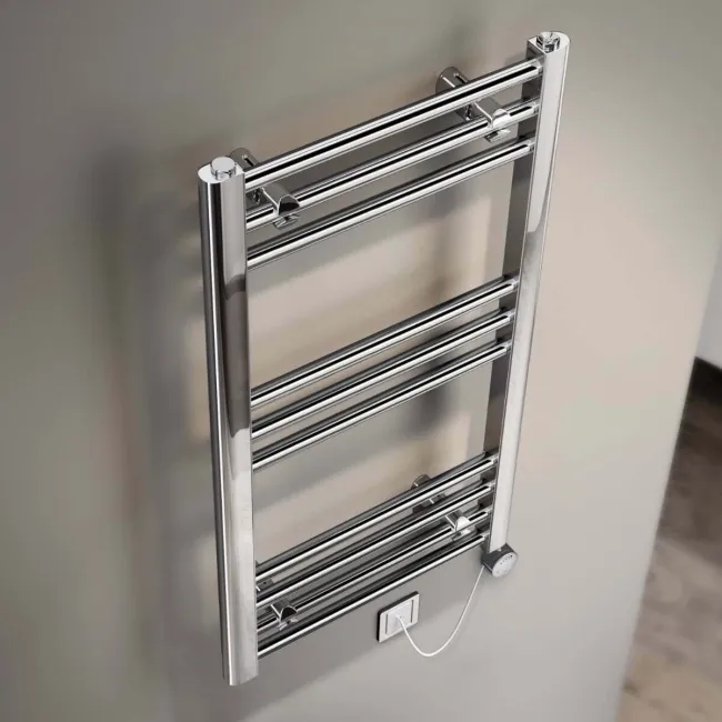 Barcelona Electric Chrome Straight Heated Towel Rail 800x400mm