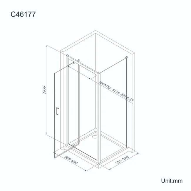 London 6mm Pivot Shower Enclosure 1000x800mm