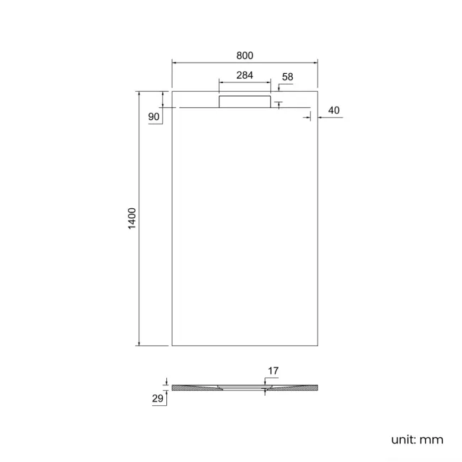 Tokyo Rectangular Matt Black Slate Texture Stone Shower Tray 1400x800mm