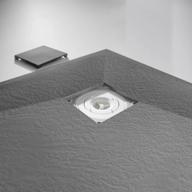 Berlin Quadrant Dark Grey Slate Effect SMC Composite Shower Tray 800x800mm