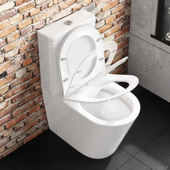Boston Rimless Close Coupled Toilet With Premium Soft Close Slim Seat