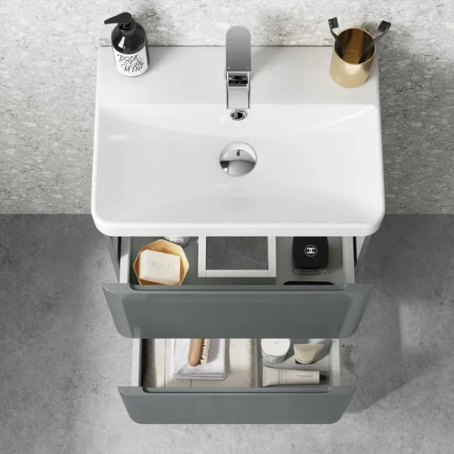 Corsica Storm Grey Slimline Basin Drawer Vanity 500mm