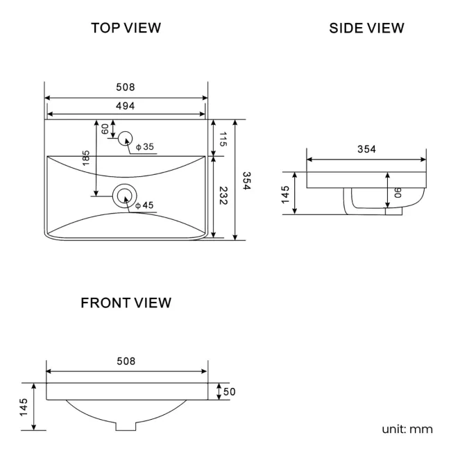 Corsica Storm Grey Slimline Basin Drawer Vanity 500mm