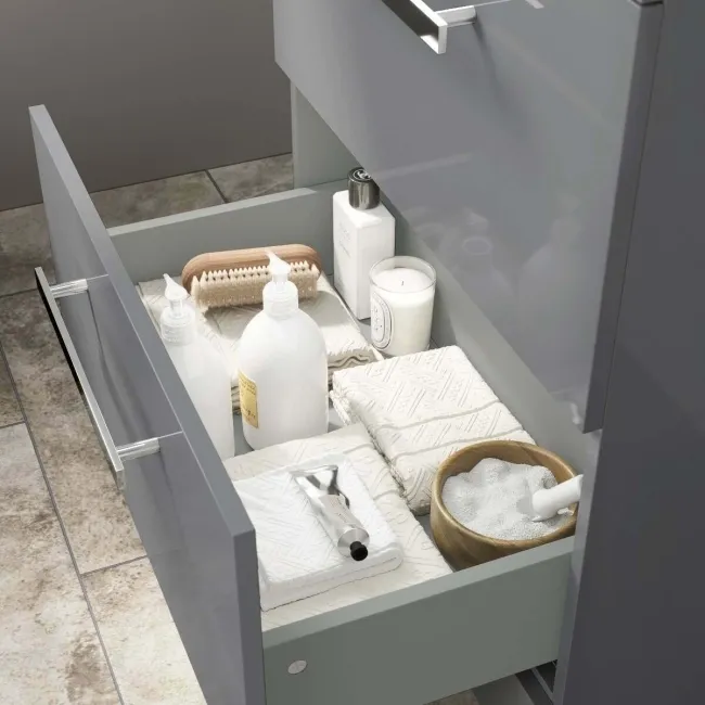 Avon Stone Grey Vanity Drawer with Oval Counter Top Basin 600mm