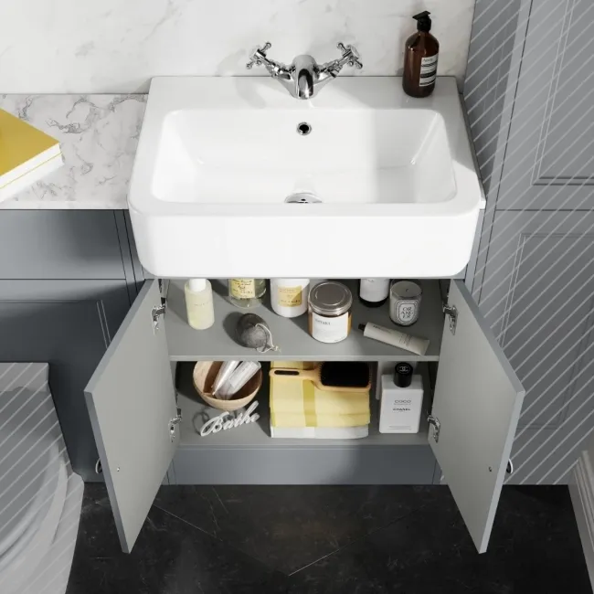 Monaco Dove Grey Combination Vanity Basin with Marble Top 1200mm (Excludes Pan & Cistern)