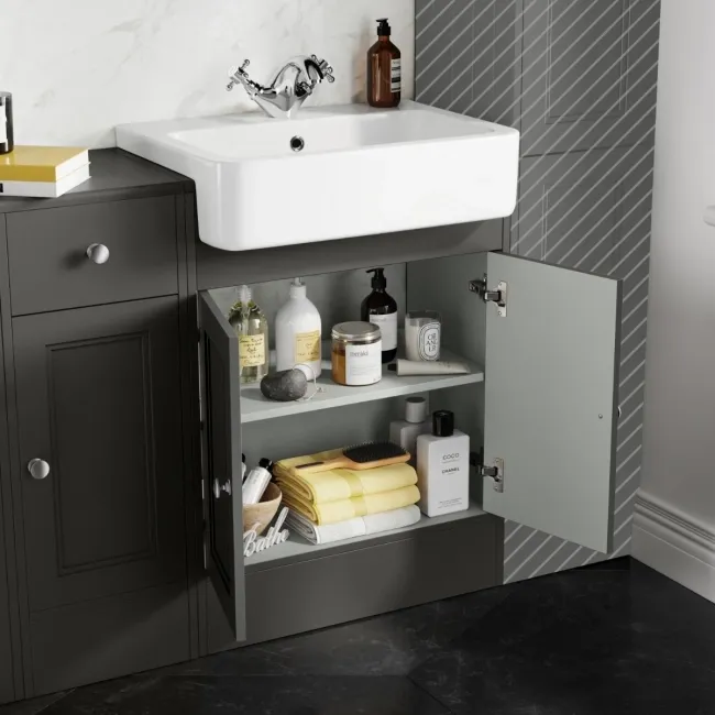 Monaco Graphite Grey Basin Vanity and Back To Wall Unit 1500mm (Excludes Pan & Cistern)